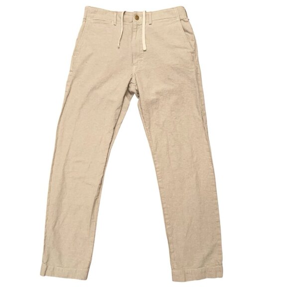 Buck Mason Pants Mens Size 31 Slim Fit Drawstring Linen Cotton Blend Beige - Picture 1 of 6